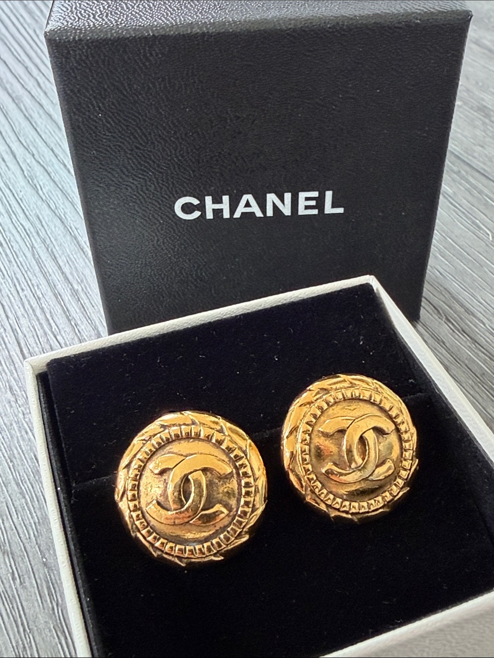 CHANEL Gold-Tone Interlocking CC Clip Earrings